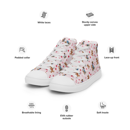 Women’s high top canvas shoes Teddybear Tales Red
