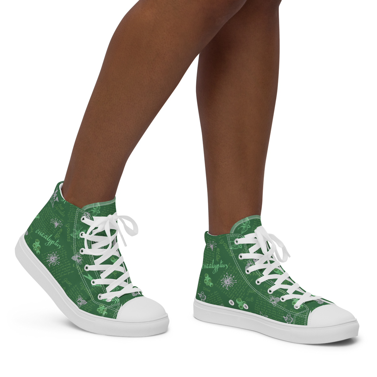 Women’s high top canvas shoes Lady in Script Green