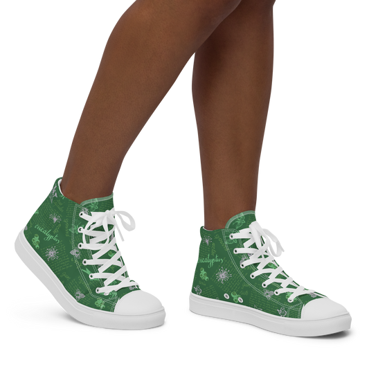 Women’s high top canvas shoes Lady in Script Green