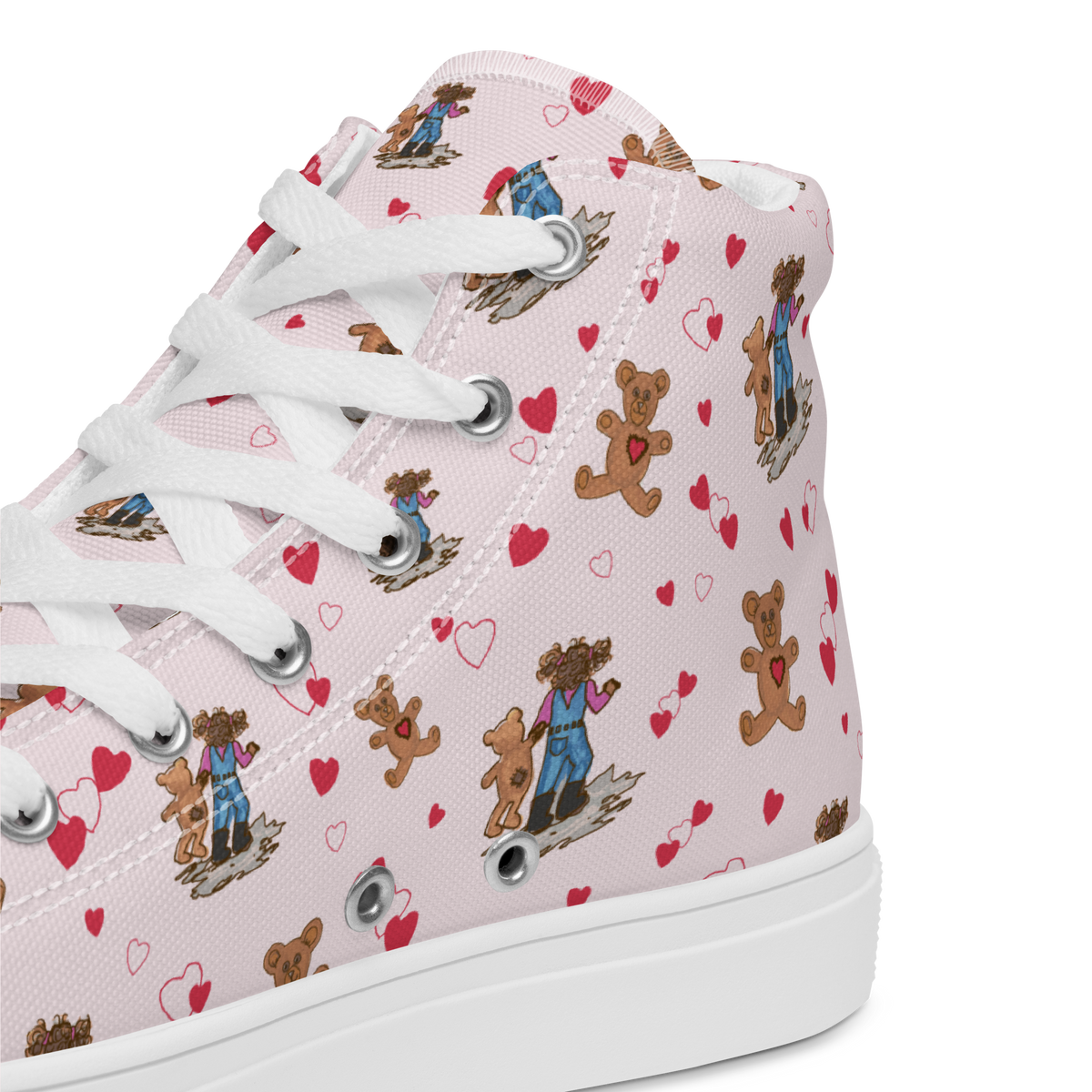 Women’s high top canvas shoes Teddybear Tales Red
