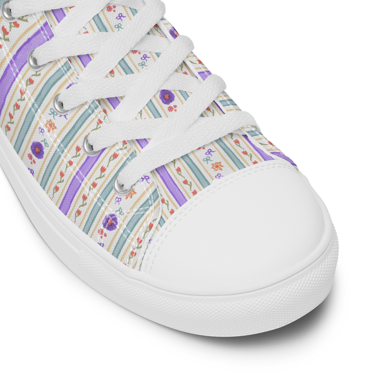 Women’s high top canvas shoes Satin Ribbons Purple