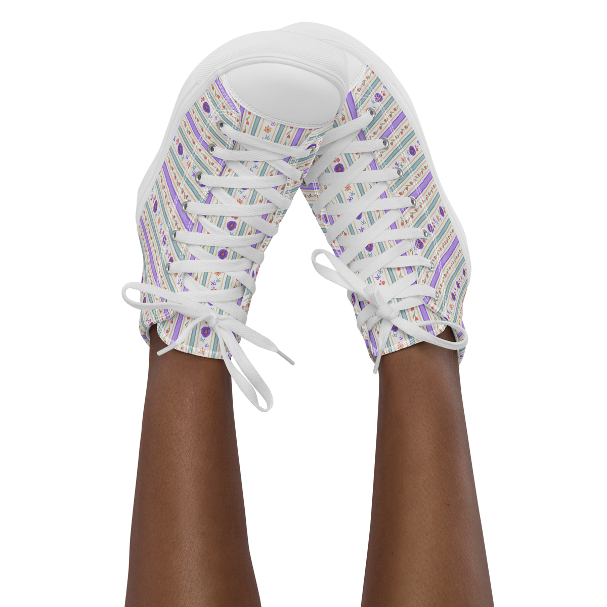 Women’s high top canvas shoes Satin Ribbons Purple
