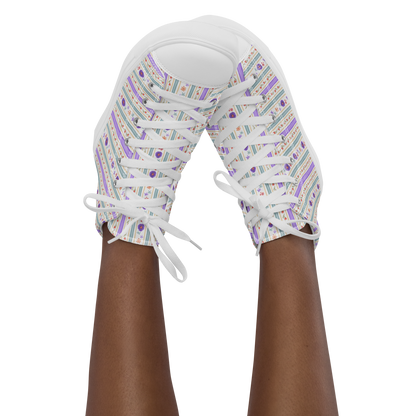 Women’s high top canvas shoes Satin Ribbons Purple