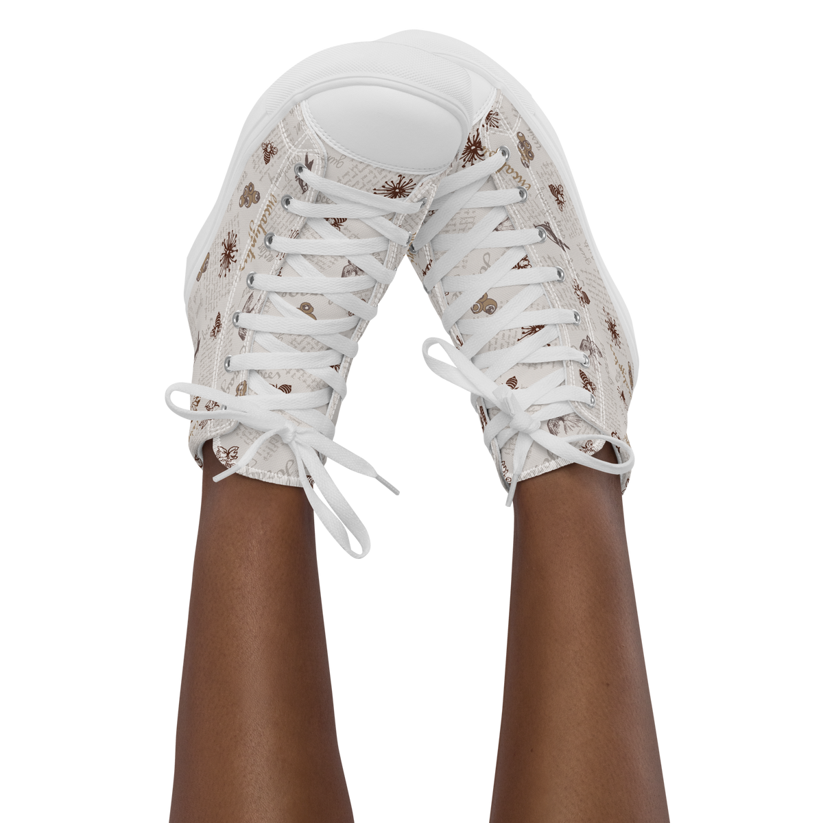 Women’s high top canvas shoes Lady in Script Stone