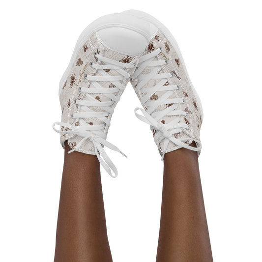 Women’s high top canvas shoes Lady in Script Stone