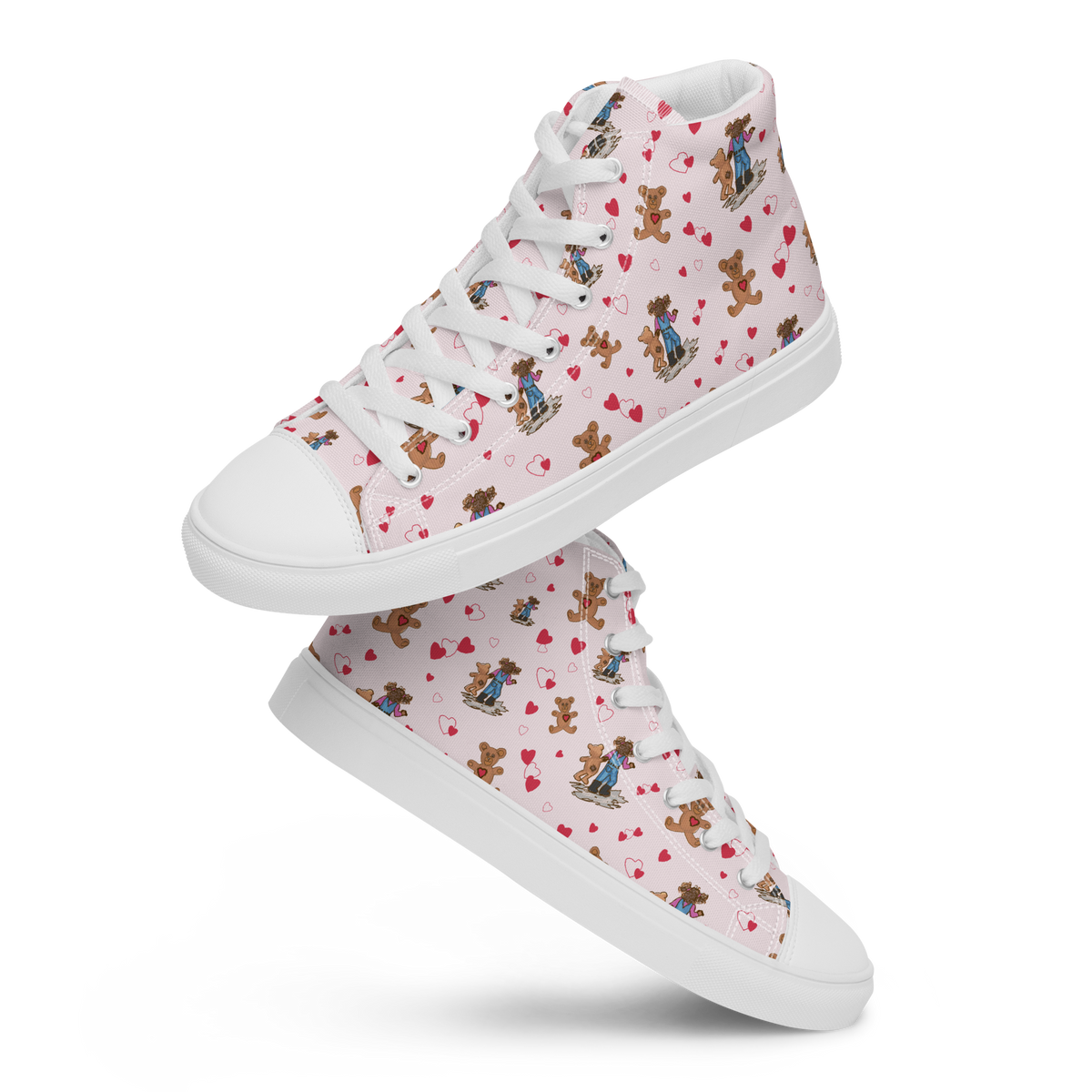 Women’s high top canvas shoes Teddybear Tales Red