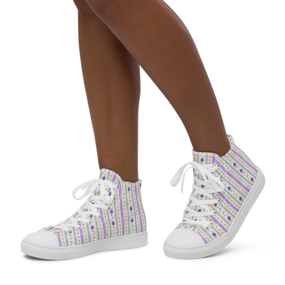 Women’s high top canvas shoes Satin Ribbons Purple