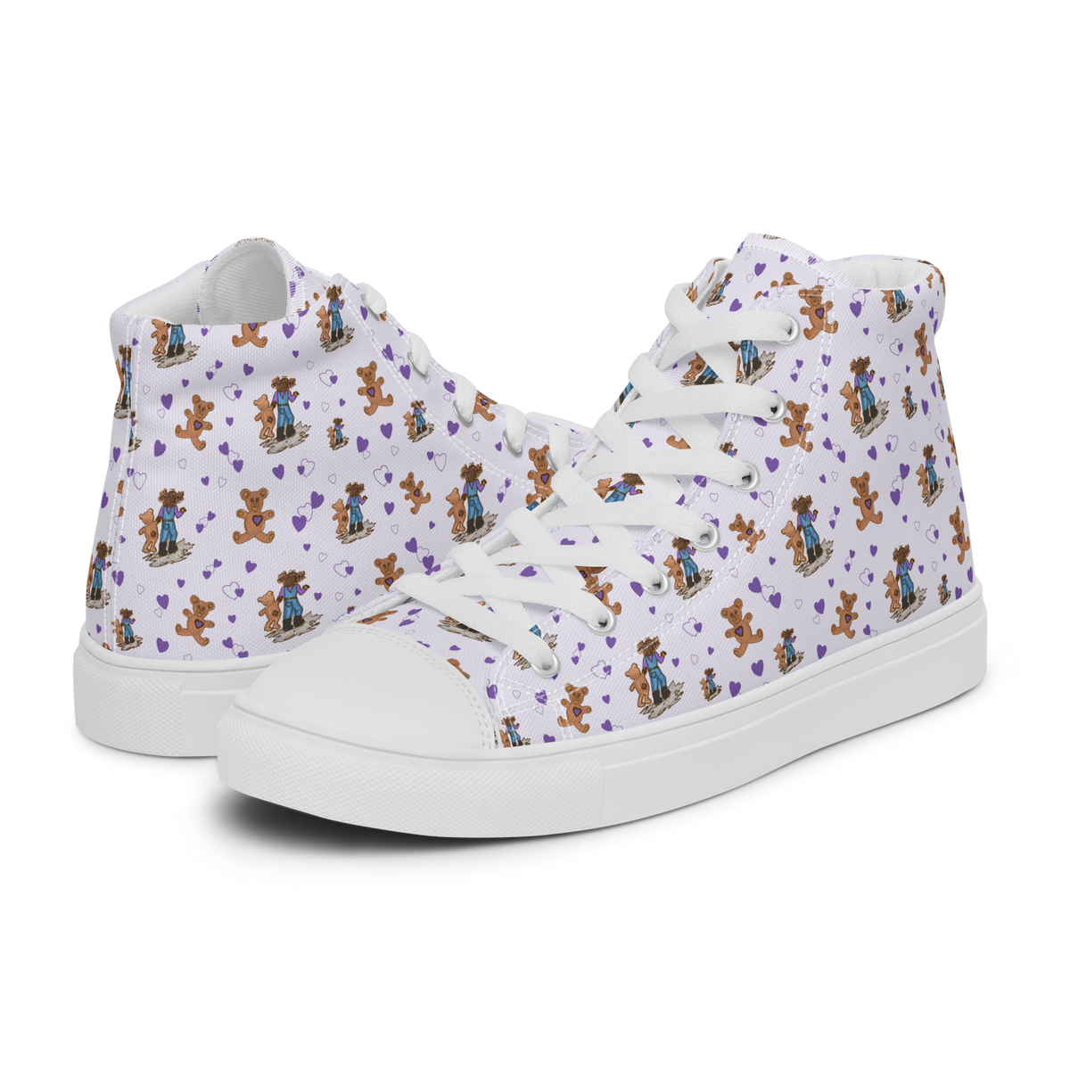Women’s high top canvas shoes Teddybear Tales Purple