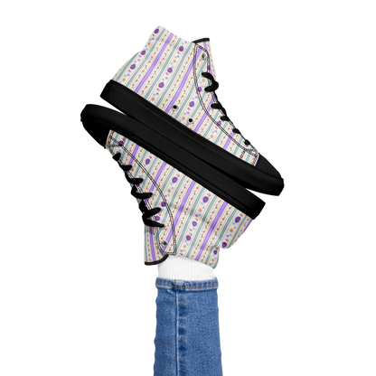 Women’s high top canvas shoes Satin Ribbons Purple