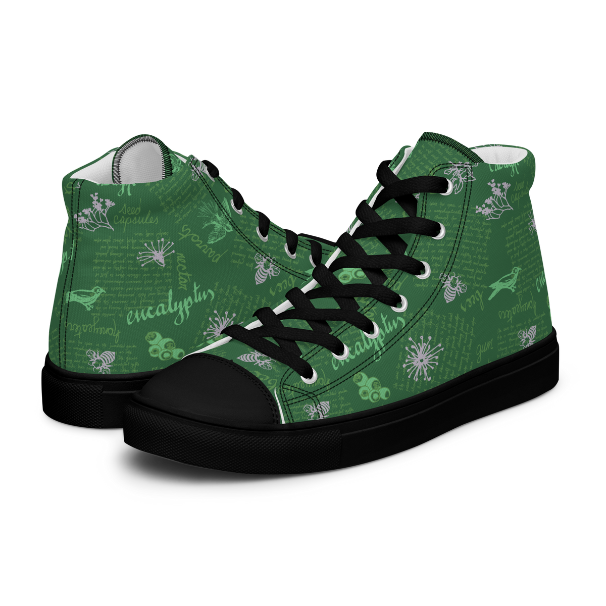 Women’s high top canvas shoes Lady in Script Green