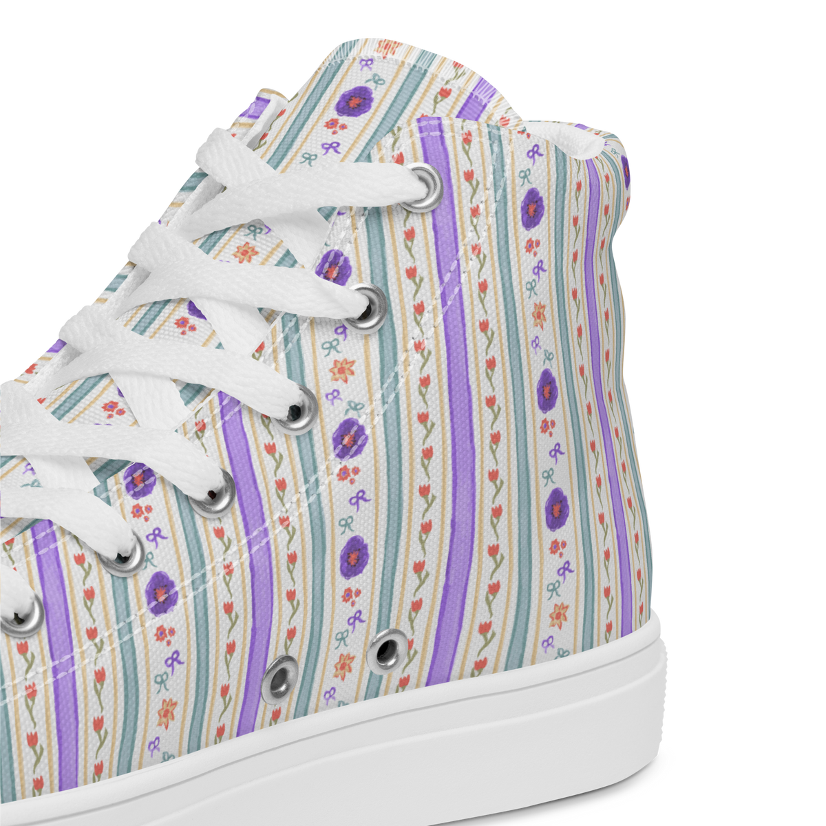 Women’s high top canvas shoes Satin Ribbons Purple