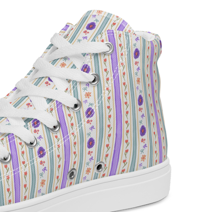 Women’s high top canvas shoes Satin Ribbons Purple