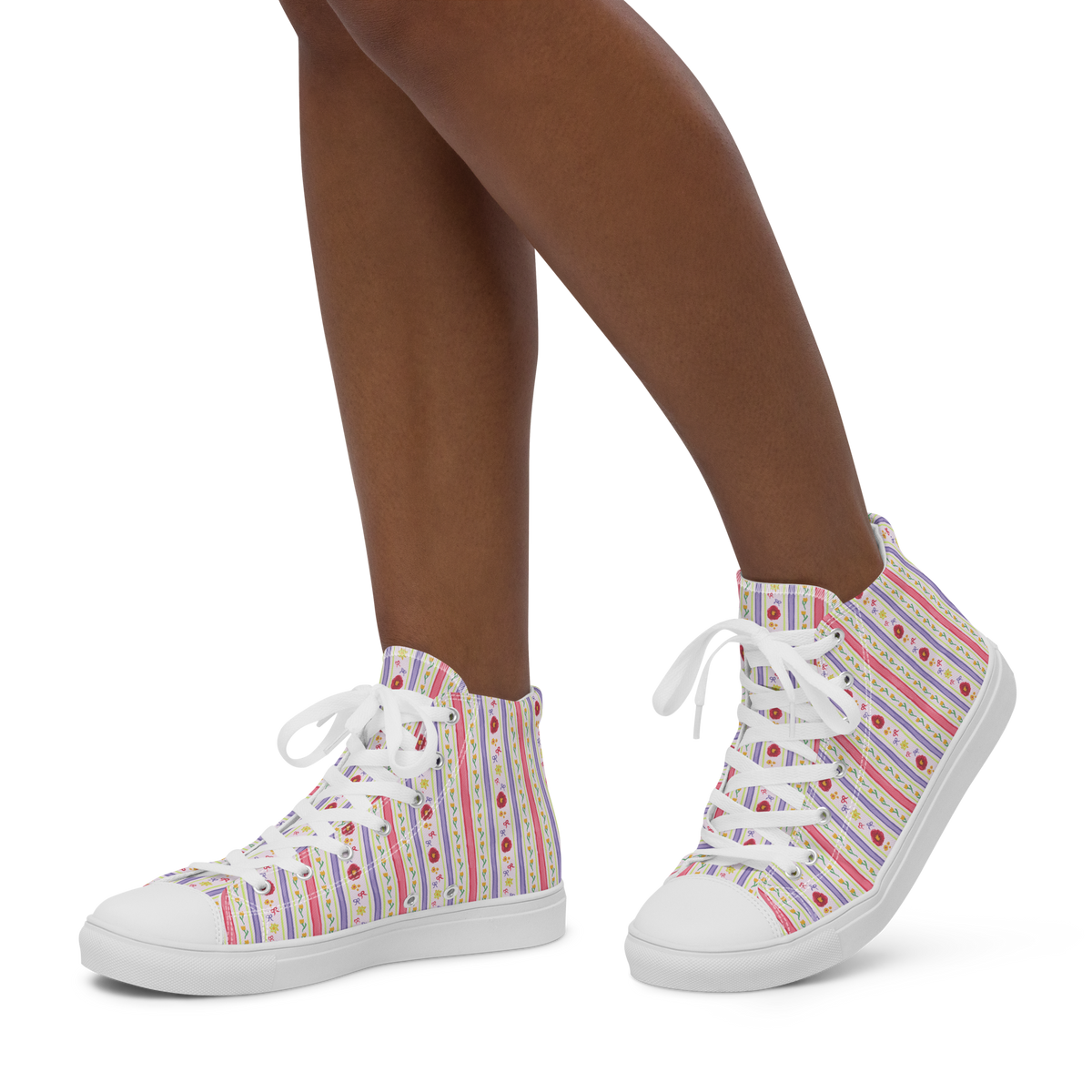 Women’s high top canvas shoes Satin Ribbons Red