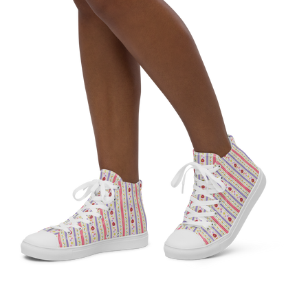 Women’s high top canvas shoes Satin Ribbons Red