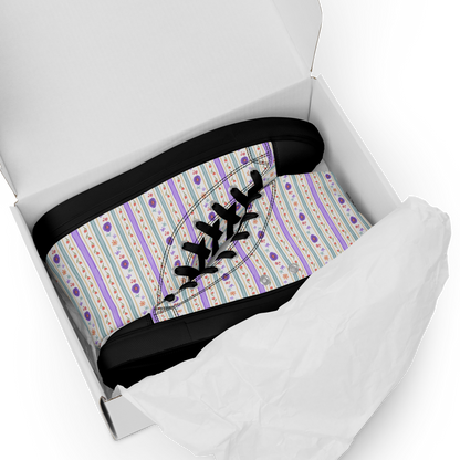 Women’s high top canvas shoes Satin Ribbons Purple