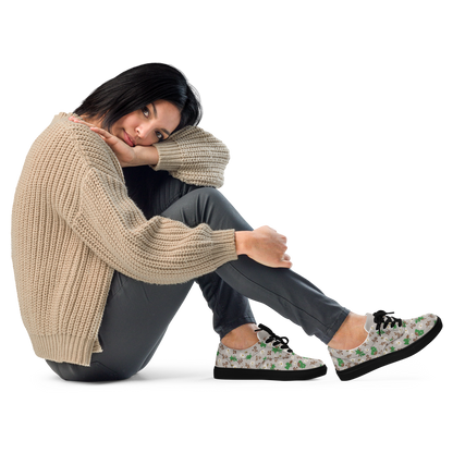 Women’s lace-up canvas shoes Bees in the Blossoms Stone