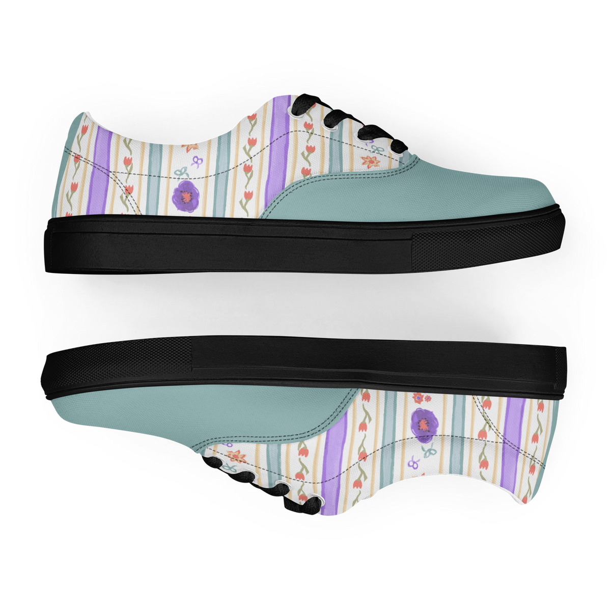 Women’s lace-up canvas shoes Satin Ribbons Sage