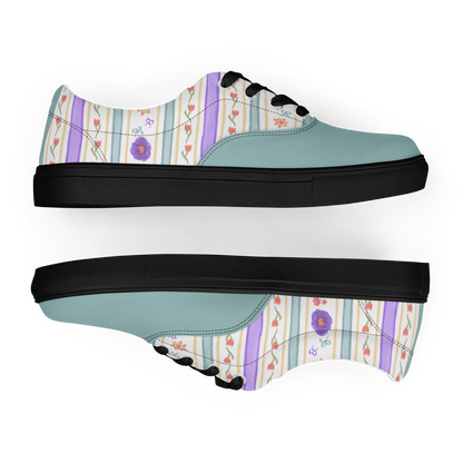 Women’s lace-up canvas shoes Satin Ribbons Sage