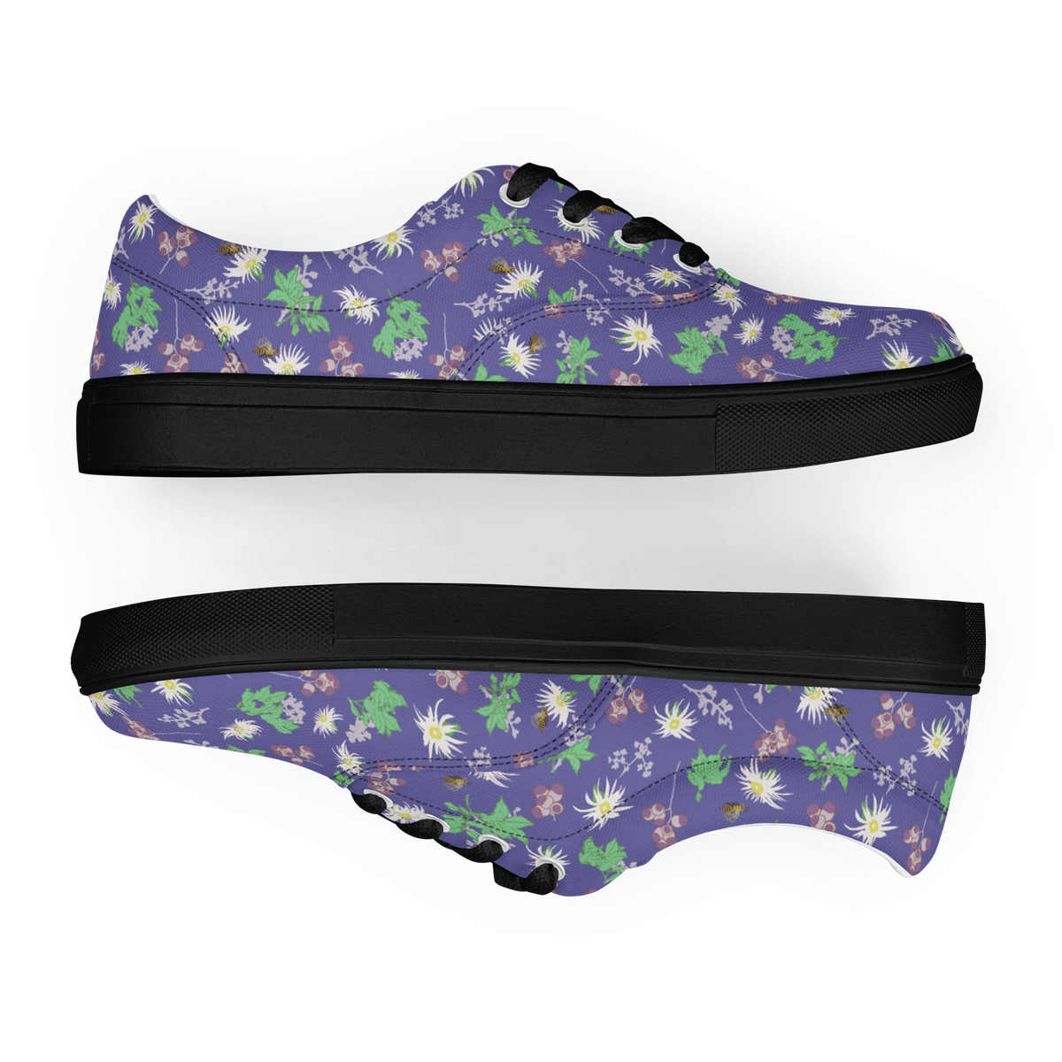 Women’s lace-up canvas shoes Bees in the Blossoms Purple