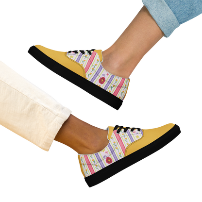 Women’s lace-up canvas shoes Satin Ribbons Yellow