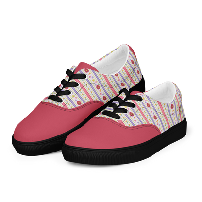 Women’s lace-up canvas shoes Satin Ribbons Red