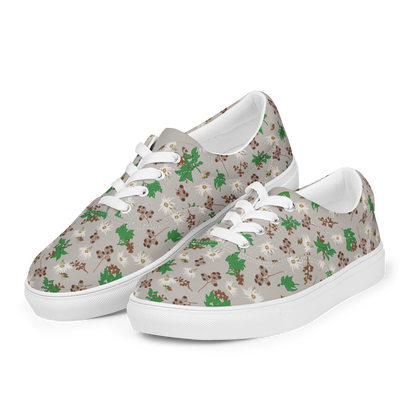 Women’s lace-up canvas shoes Bees in the Blossoms Stone