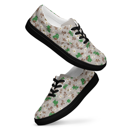 Women’s lace-up canvas shoes Bees in the Blossoms Stone
