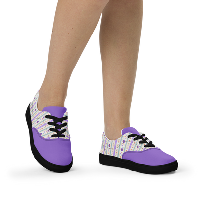 Women’s lace-up canvas shoes Satin Ribbons Purple