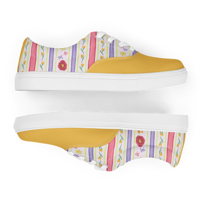 Women’s lace-up canvas shoes Satin Ribbons Yellow