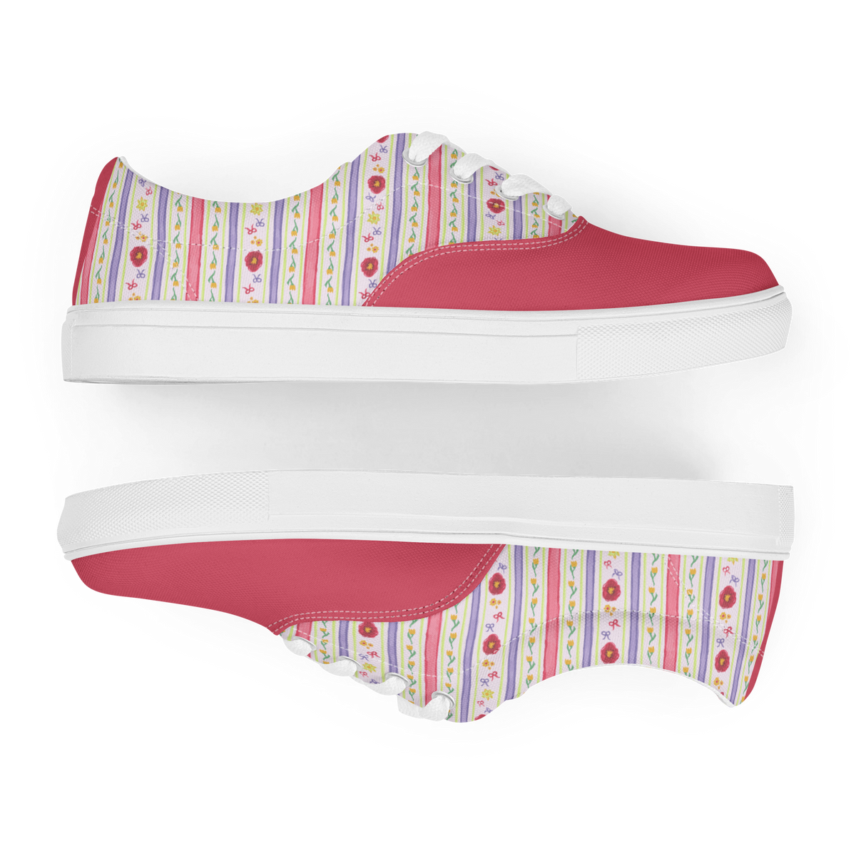 Women’s lace-up canvas shoes Satin Ribbons Red