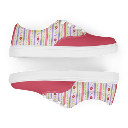 Women’s lace-up canvas shoes Satin Ribbons Red