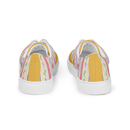 Women’s lace-up canvas shoes Satin Ribbons Yellow
