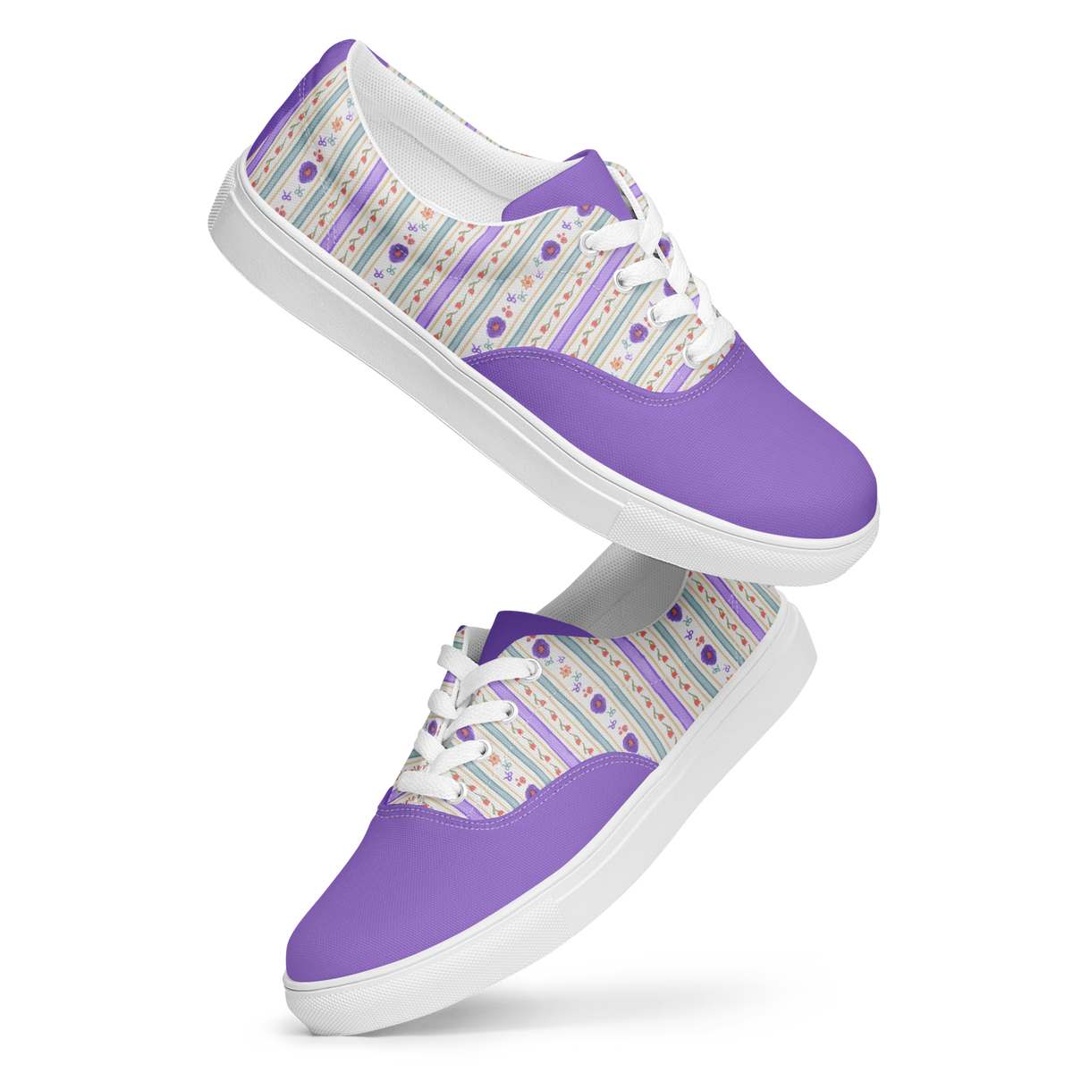 Women’s lace-up canvas shoes Satin Ribbons Purple