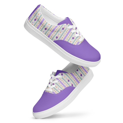 Women’s lace-up canvas shoes Satin Ribbons Purple