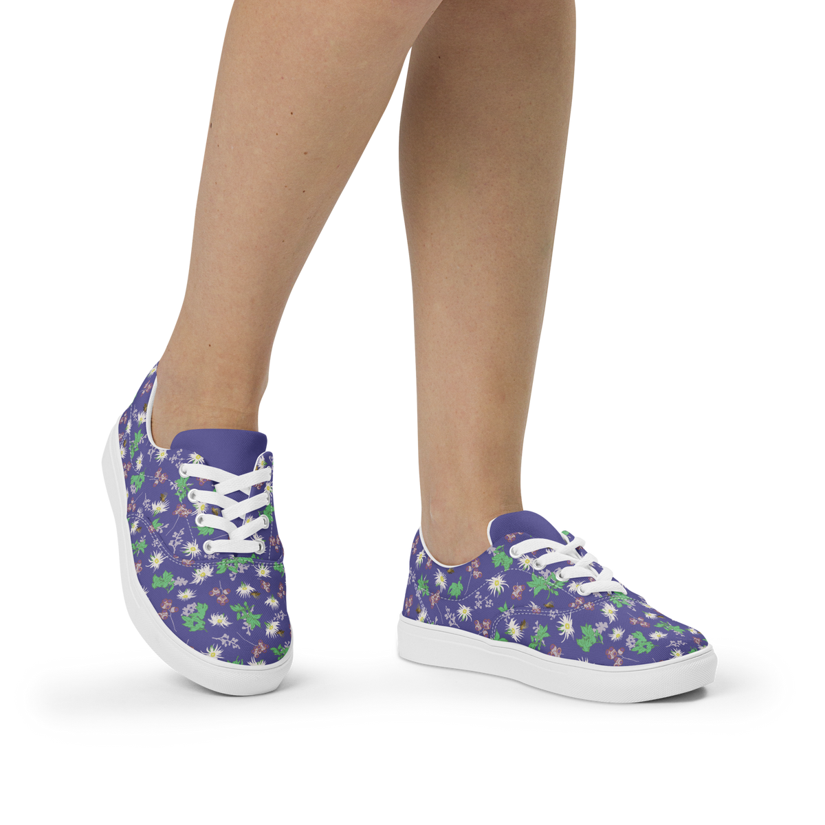 Women’s lace-up canvas shoes Bees in the Blossoms Purple