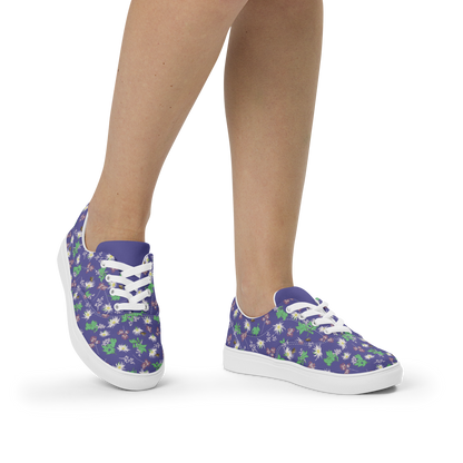 Women’s lace-up canvas shoes Bees in the Blossoms Purple