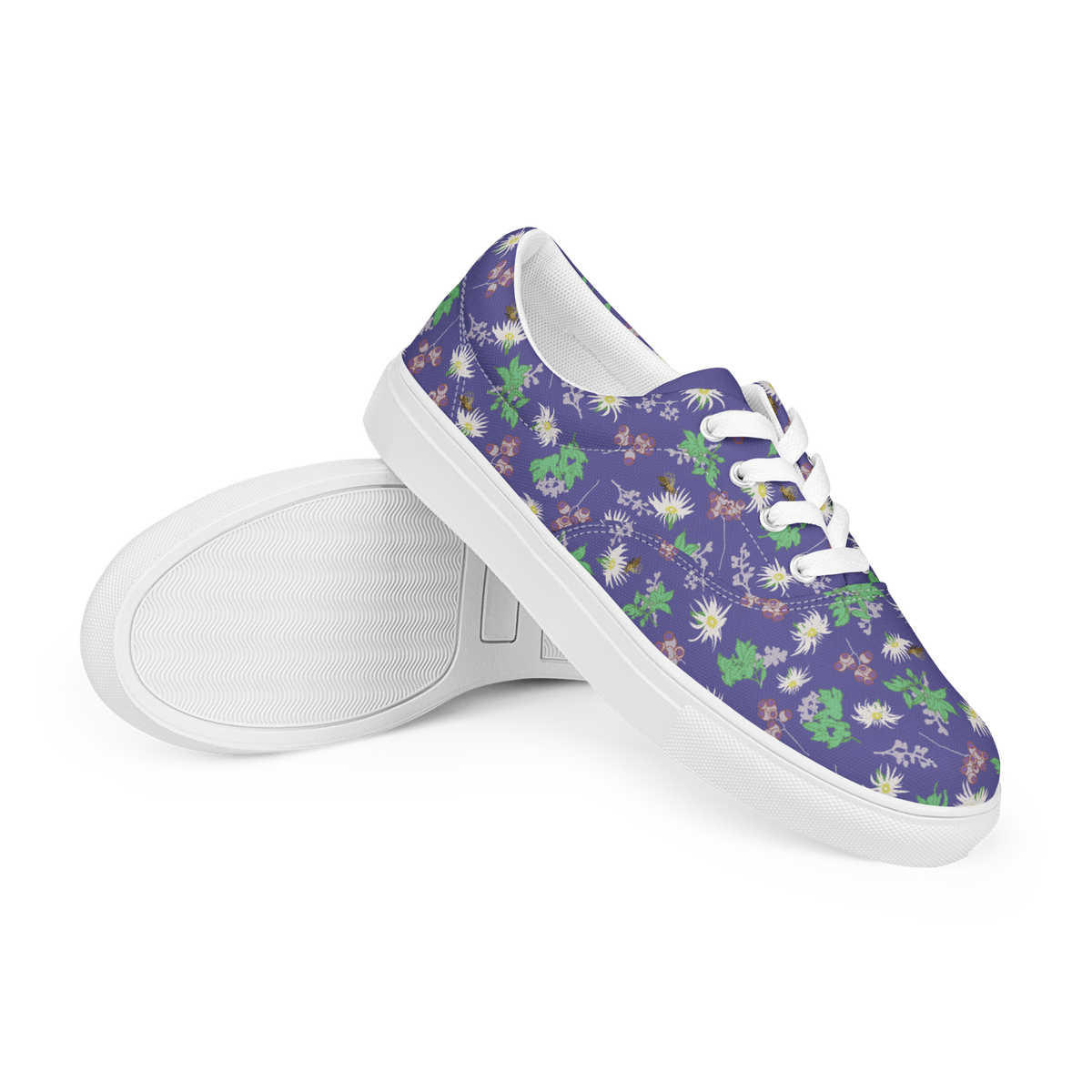 Women’s lace-up canvas shoes Bees in the Blossoms Purple