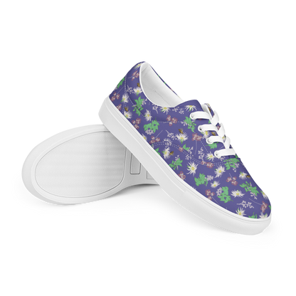 Women’s lace-up canvas shoes Bees in the Blossoms Purple
