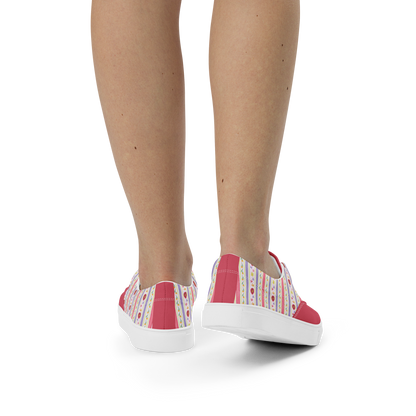 Women’s lace-up canvas shoes Satin Ribbons Red