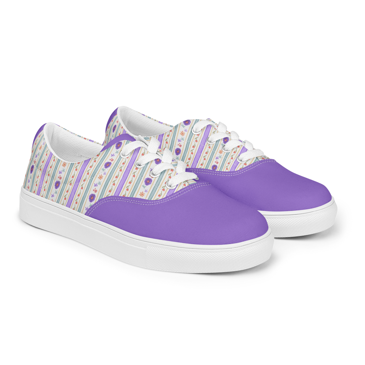 Women’s lace-up canvas shoes Satin Ribbons Purple