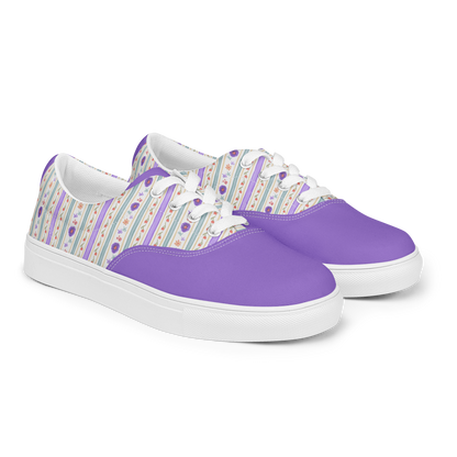 Women’s lace-up canvas shoes Satin Ribbons Purple