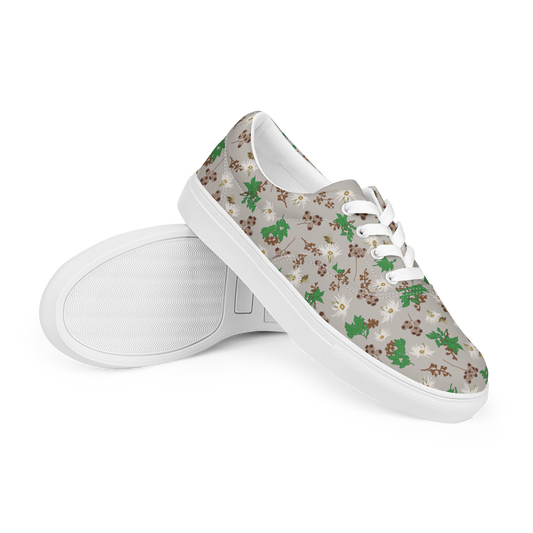 Women’s lace-up canvas shoes Bees in the Blossoms Stone