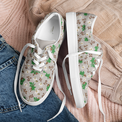 Women’s lace-up canvas shoes Bees in the Blossoms Stone