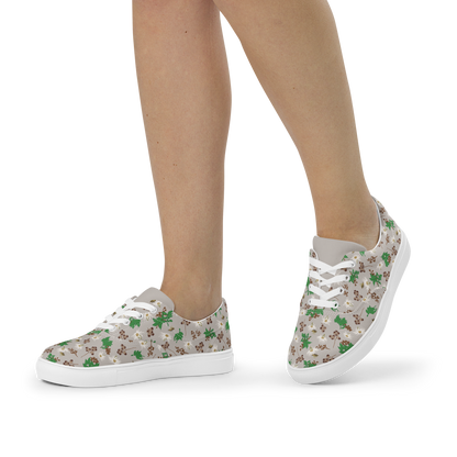 Women’s lace-up canvas shoes Bees in the Blossoms Stone