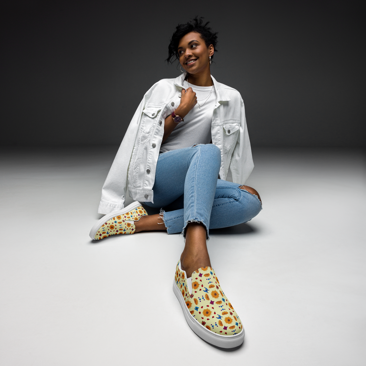 Women’s slip-on canvas shoes Sunflowers for Lilly Yellow