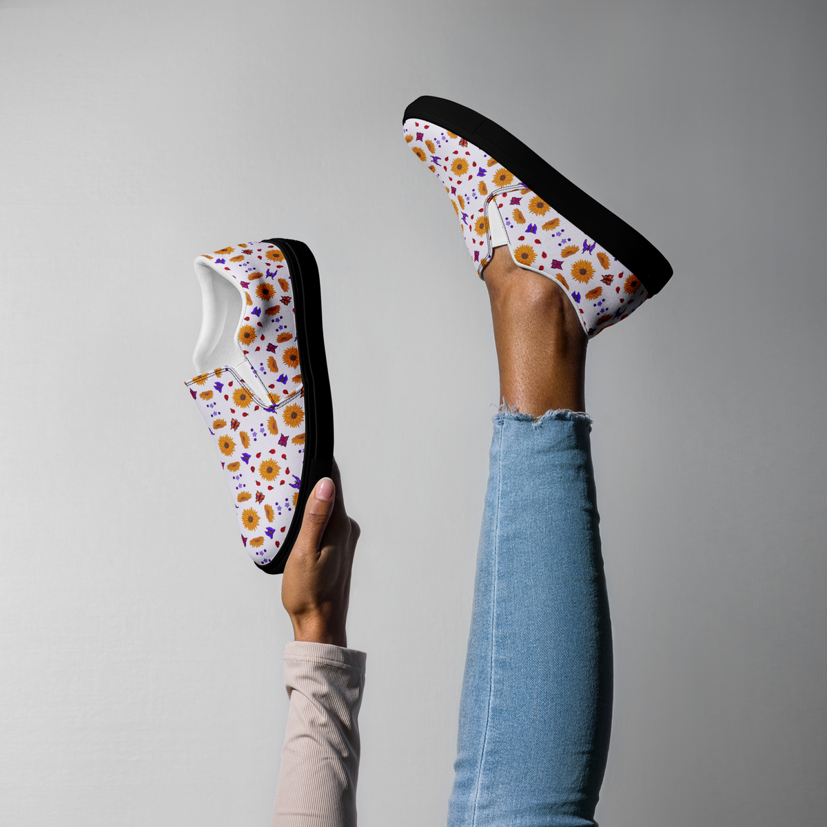 Women’s slip-on canvas shoes Sunflowers for Lilly Purple